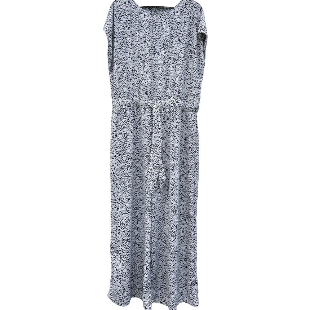 R2 Dress Romper Womens 1X Animal Print Pants Suit Cap Sleeve Wide Leg Casual
